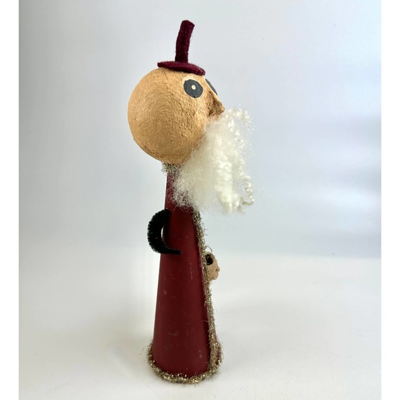 Vintage Santa Claus Tree Topper Santa With Cute Head Basket NWT 13" Hand Made - Picture 4 of 14